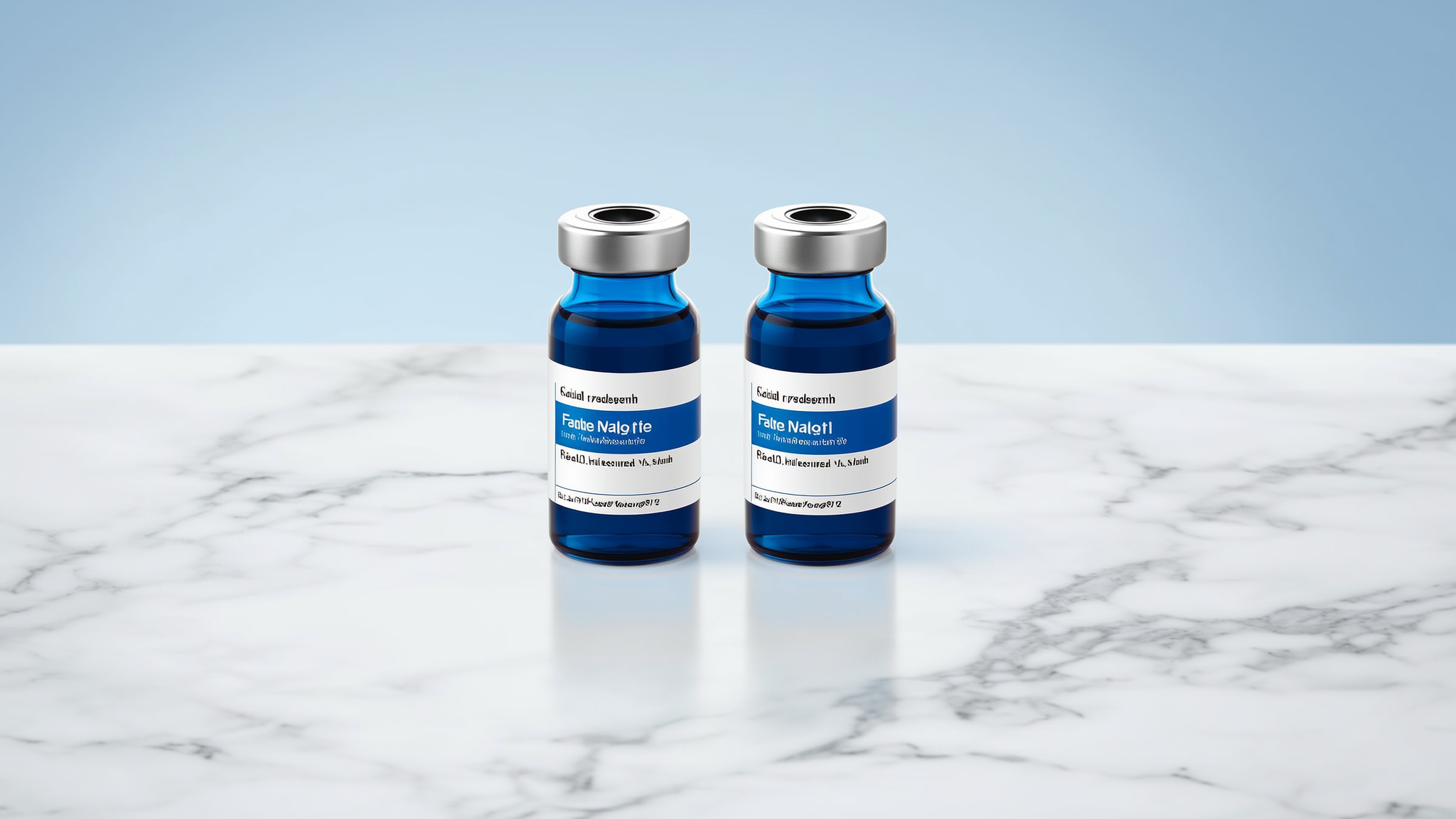 Two pharmaceutical vials representing semaglutide and tirzepatide comparison