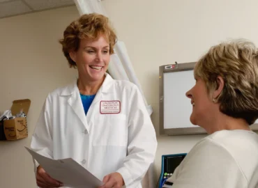 Doctor at desk conducting telehealth consultation for GLP-1 weight loss program