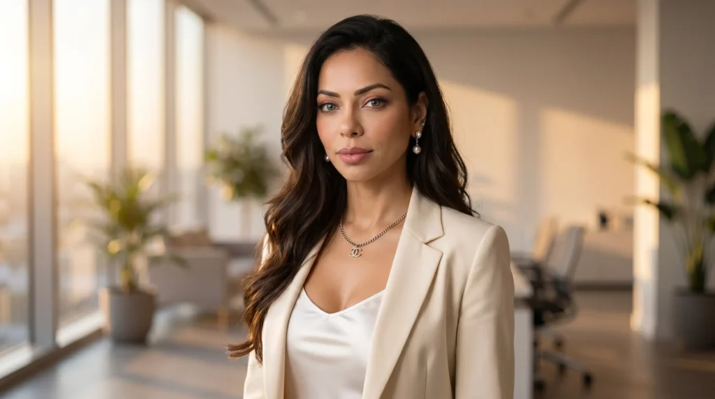 Alpita Patel, Founder and CEO of CoraDoc, in her office at golden hour