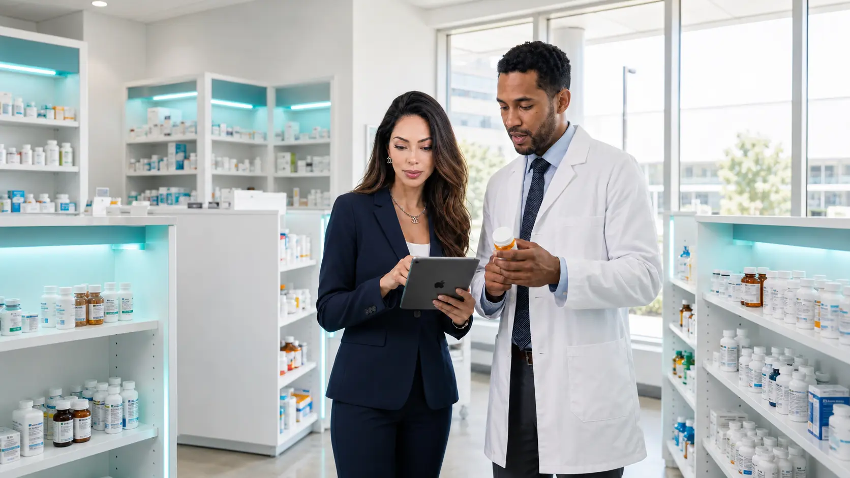 Alpita Patel reviewing patient orders at the CoraDoc partner pharmacy
