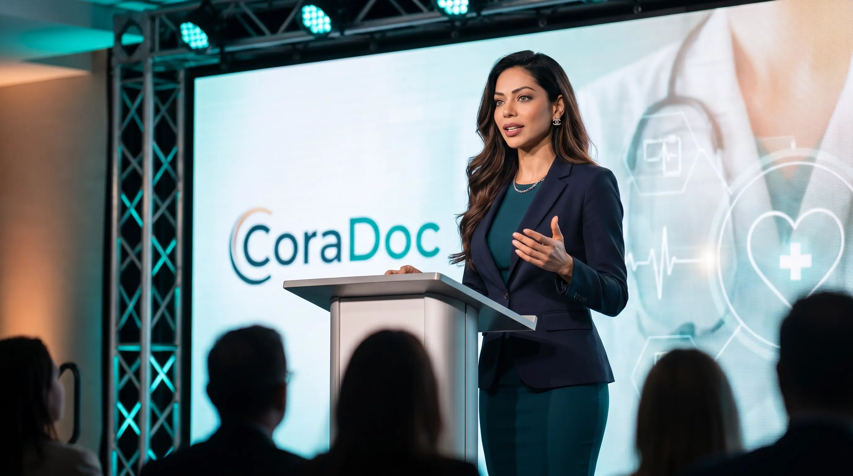 Alpita Patel speaking at a healthcare industry event