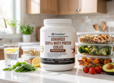 CoraDoc Whey Protein with healthy meal prep to maintain results after stopping a GLP-1